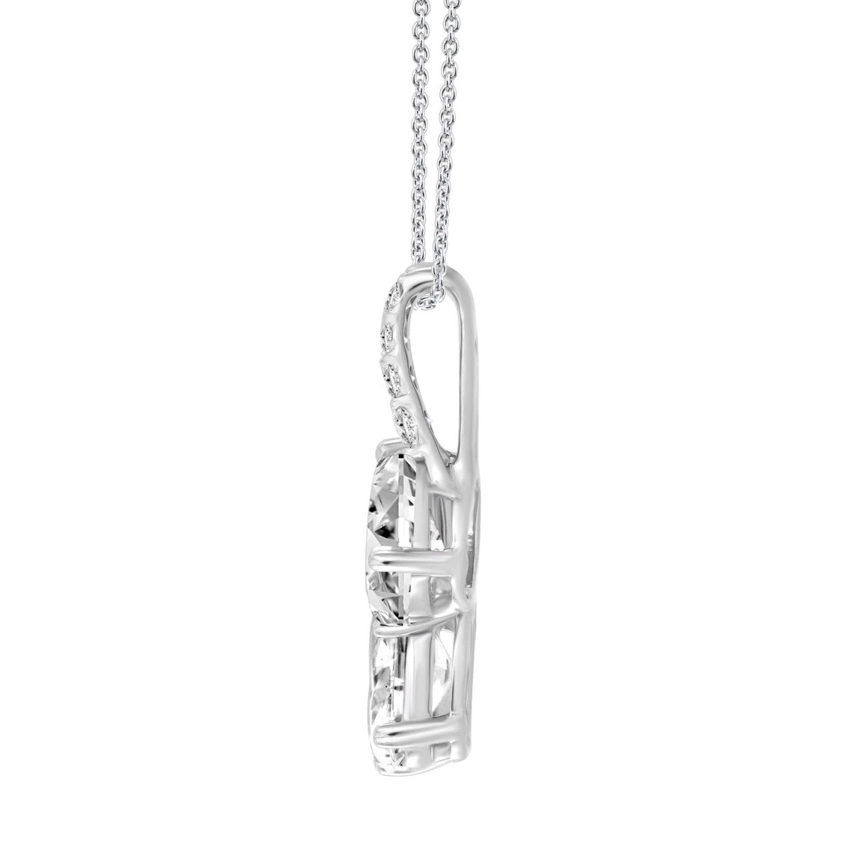 14K WHITE GOLD 2CT ROUND/OVAL/PEAR DIAMOND LADIES PENDANT WITH CHAIN