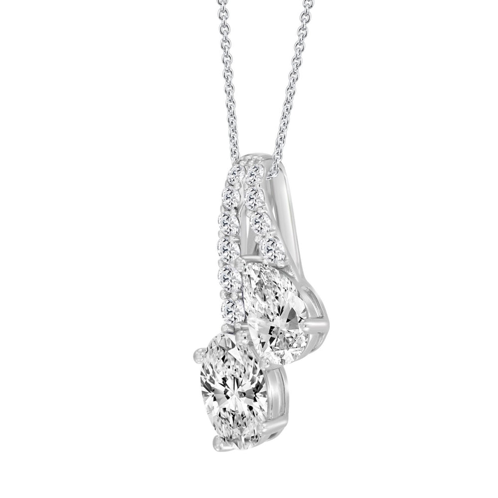 14K WHITE GOLD 2CT ROUND/OVAL/PEAR DIAMOND LADIES PENDANT WITH CHAIN