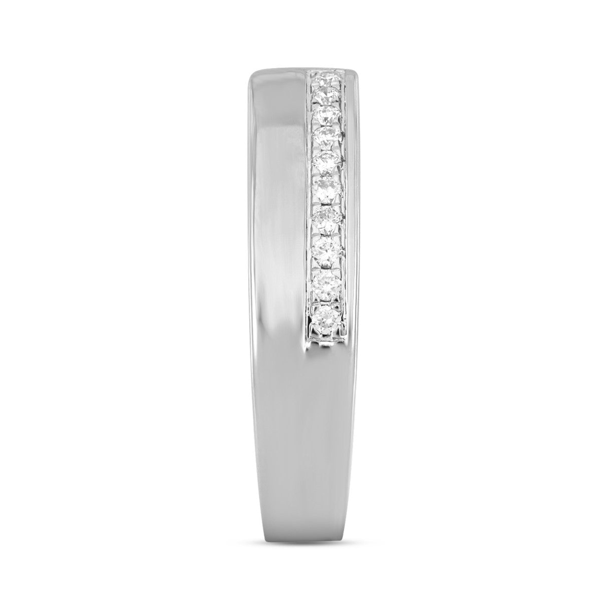 14K WHITE GOLD 3/4CT ROUND/PRINCESS DIAMOND MEN'S BAND (CENTER STONE PRINCESS DIAMOND 1/2CT )