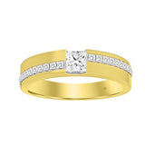 14K YELLOW GOLD 3/4CT ROUND/PRINCESS DIAMOND MEN'S BAND (CENTER STONE PRINCESS DIAMOND 1/2CT )