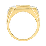 MEN'S RING 2 3/4CT ROUND/PRINCESS DIAMOND 14K YELLOW GOLD