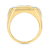 MEN'S RING 2 3/4CT ROUND/PRINCESS DIAMOND 14K YELLOW GOLD