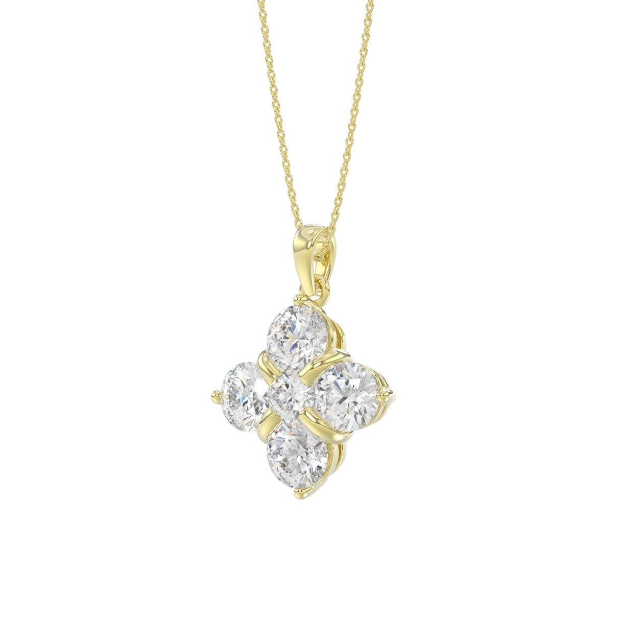 14K YELLOW GOLD 1 7/8CT ROUND DIAMOND LADIES PENDANT WITH CHAIN