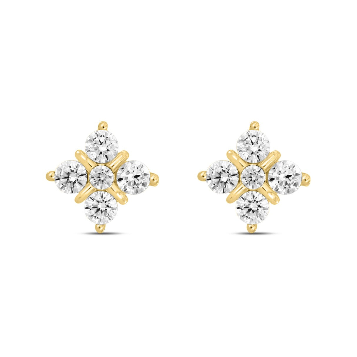 14K YELLOW GOLD 1 1/2CT ROUND DIAMOND LADIES EARRINGS 