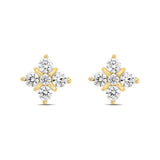 14K YELLOW GOLD 1 1/2CT ROUND DIAMOND LADIES EARRINGS 