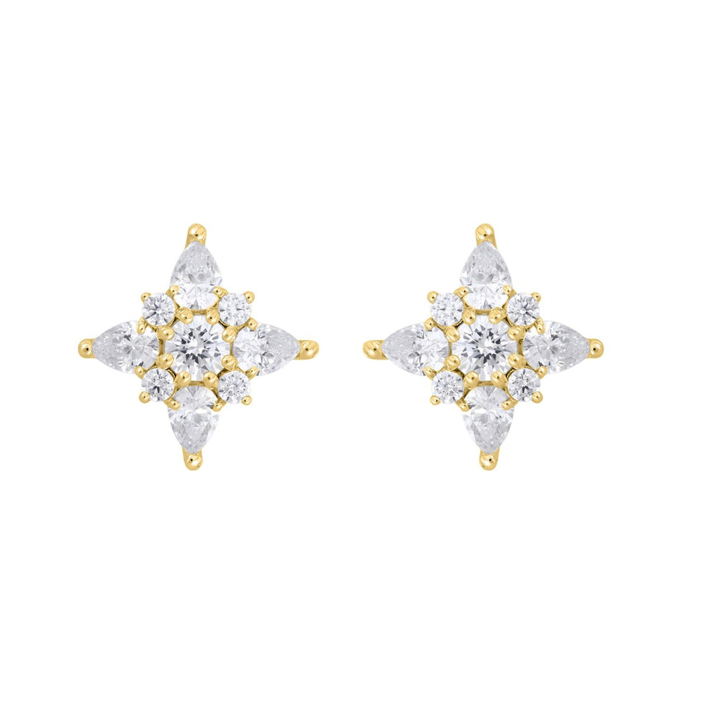 14K YELLOW GOLD 1CT ROUND/PEAR DIAMOND LADIES EARRINGS 