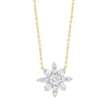 LADIES PENDANT 1 1/2CT ROUND/EMERALD DIAMOND 14K YELLOW GOLD WITH CHAIN