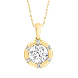 14K YELLOW GOLD 1CT ROUND DIAMOND LADIES PENDANT WITH CHAIN