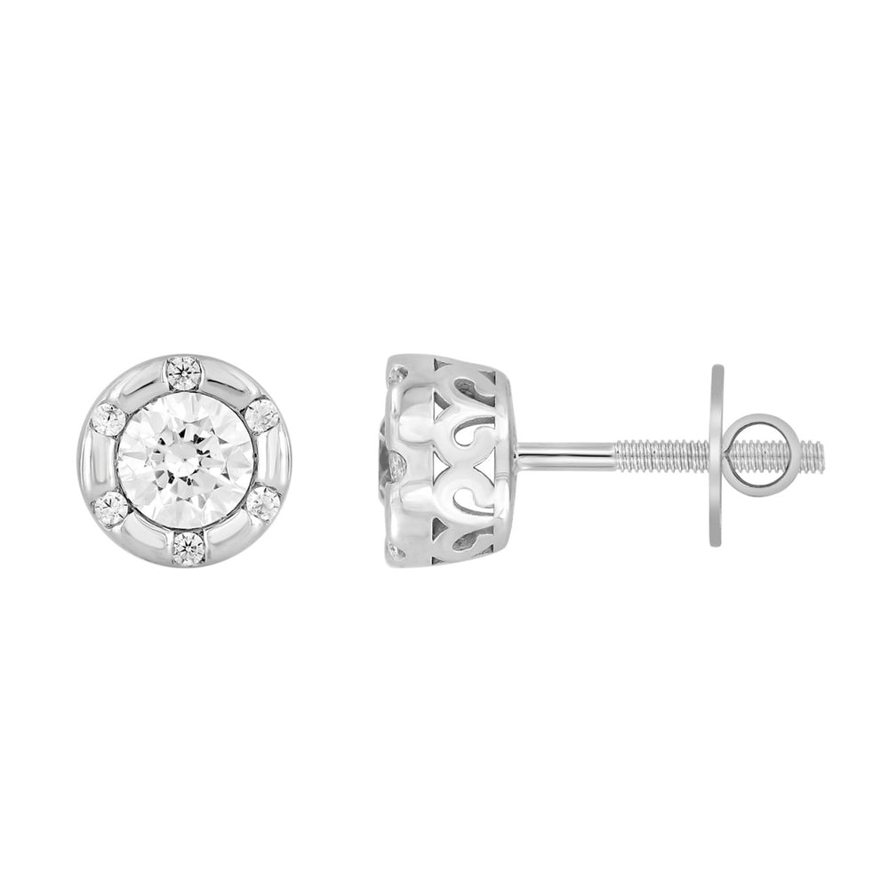 14K WHITE GOLD 3/4CT ROUND DIAMOND LADIES EARRINGS 