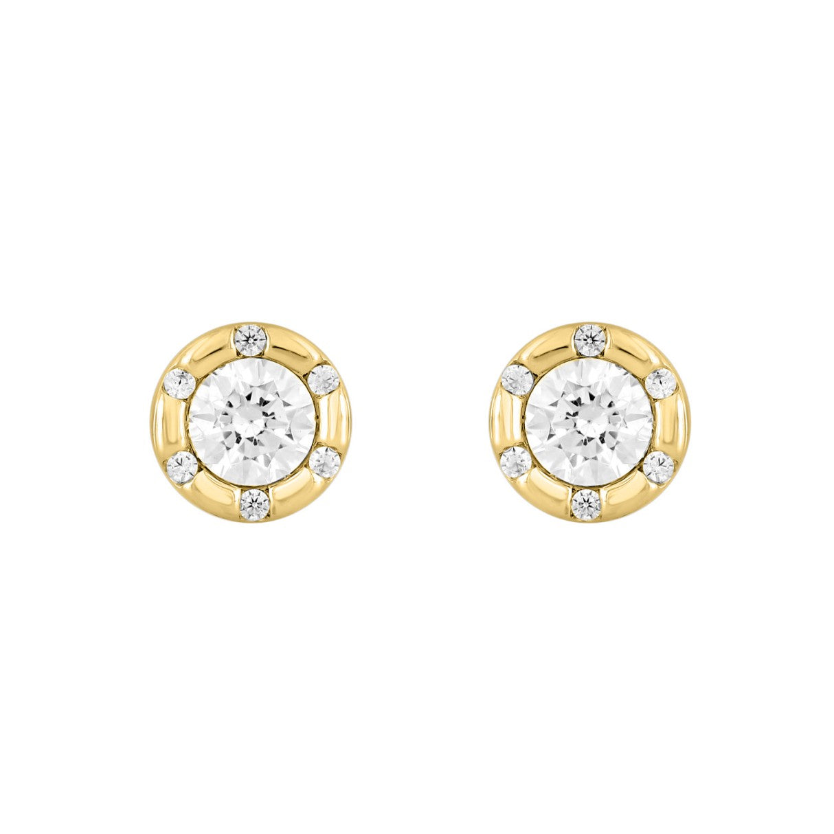 14K YELLOW GOLD 3/4CT ROUND DIAMOND LADIES EARRINGS 