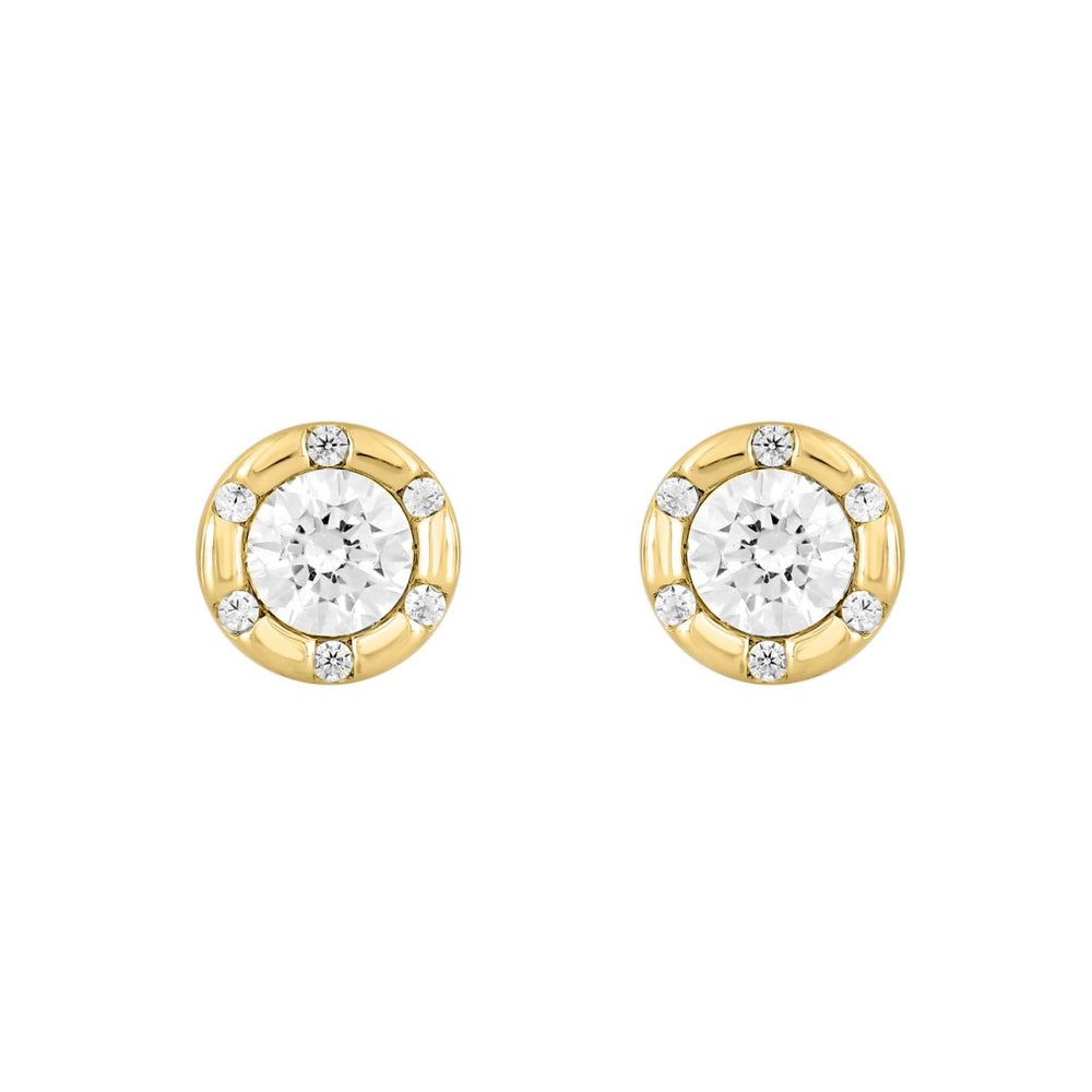 14K YELLOW GOLD 3/4CT ROUND DIAMOND LADIES EARRINGS 