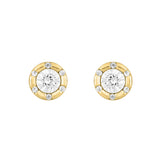 14K YELLOW GOLD 3/4CT ROUND DIAMOND LADIES EARRINGS 