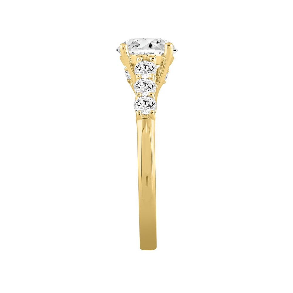 14K YELLOW GOLD 2 3/8CT ROUND DIAMOND LADIES RING (CENTER STONE ROUND DIAMOND 2CT )