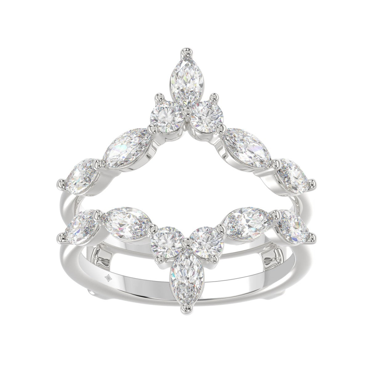 LADIES ENHANCERS RING 1 1/4CT ROUND/MARQUISE DIAMOND 14K WHITE GOLD