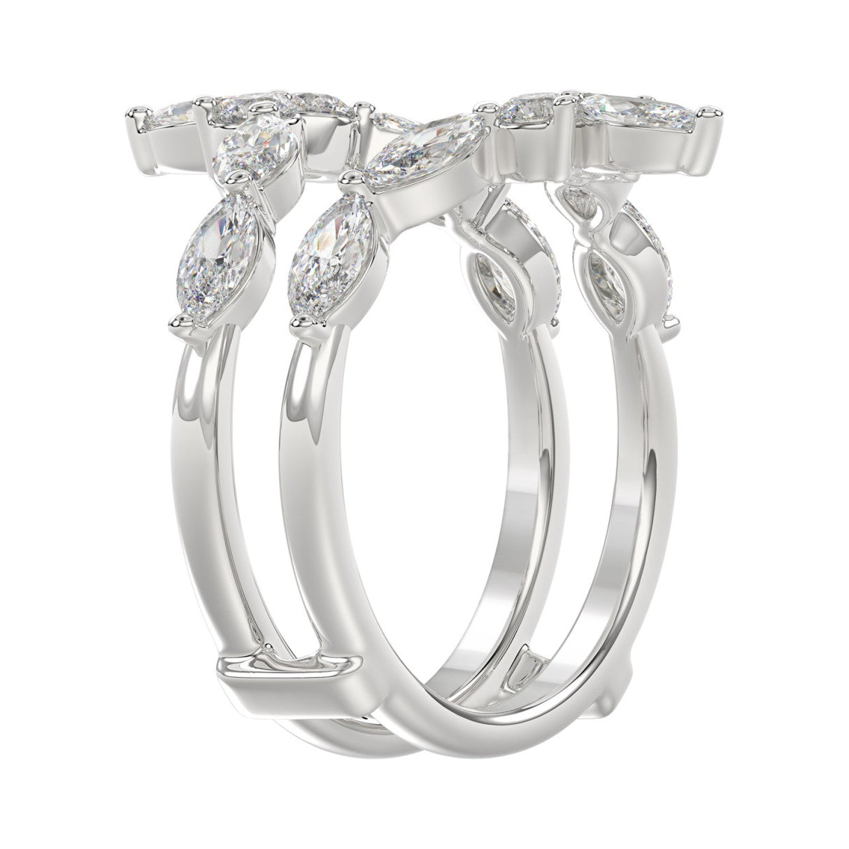 LADIES ENHANCERS RING 1 1/4CT ROUND/MARQUISE DIAMOND 14K WHITE GOLD