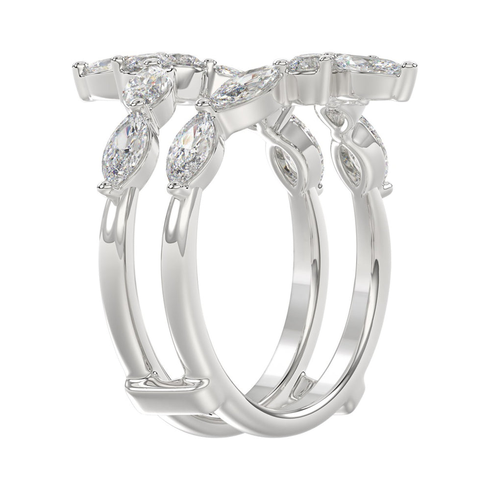 LADIES ENHANCERS RING 1 1/4CT ROUND/MARQUISE DIAMOND 14K WHITE GOLD