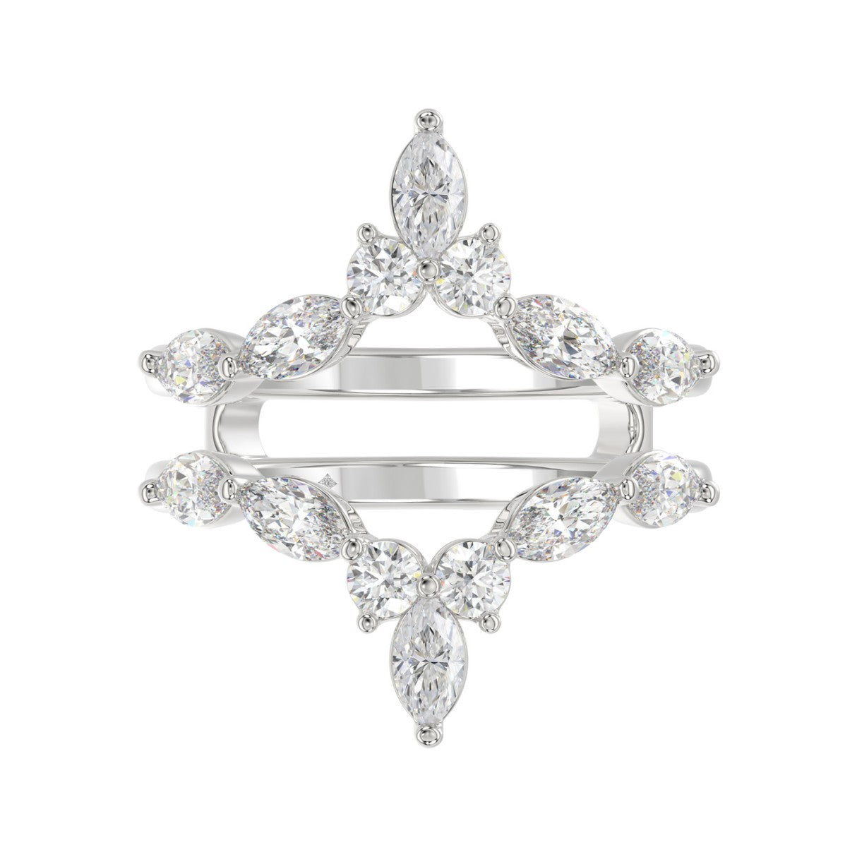 LADIES ENHANCERS RING 1 1/4CT ROUND/MARQUISE DIAMOND 14K WHITE GOLD