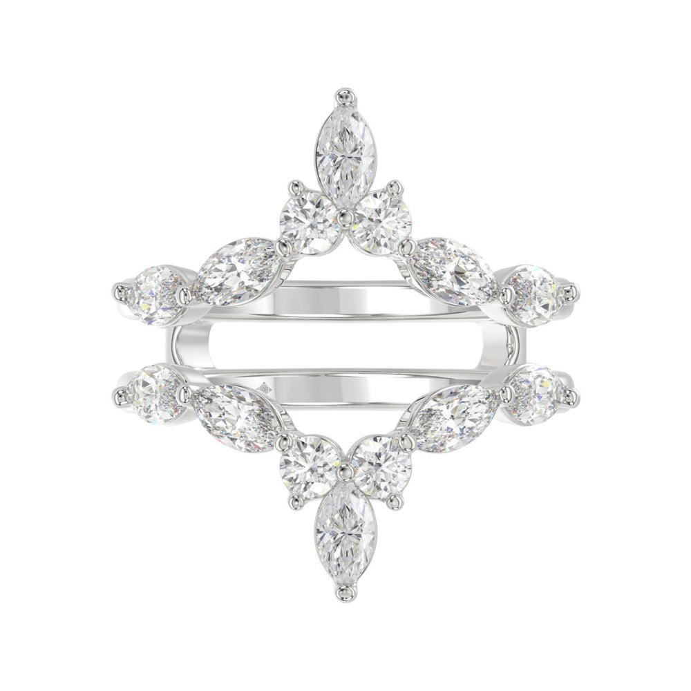 LADIES ENHANCERS RING 1 1/4CT ROUND/MARQUISE DIAMOND 14K WHITE GOLD