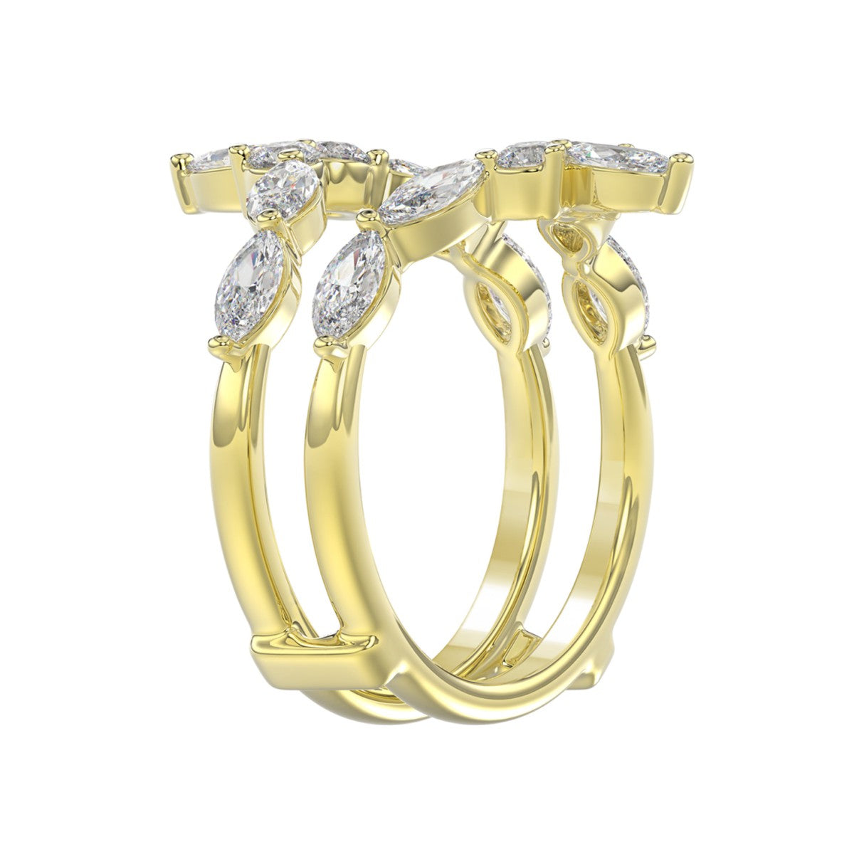 LADIES WRAP RING 1 1/4CT ROUND/MARQUISE 14K YELLOW GOLD