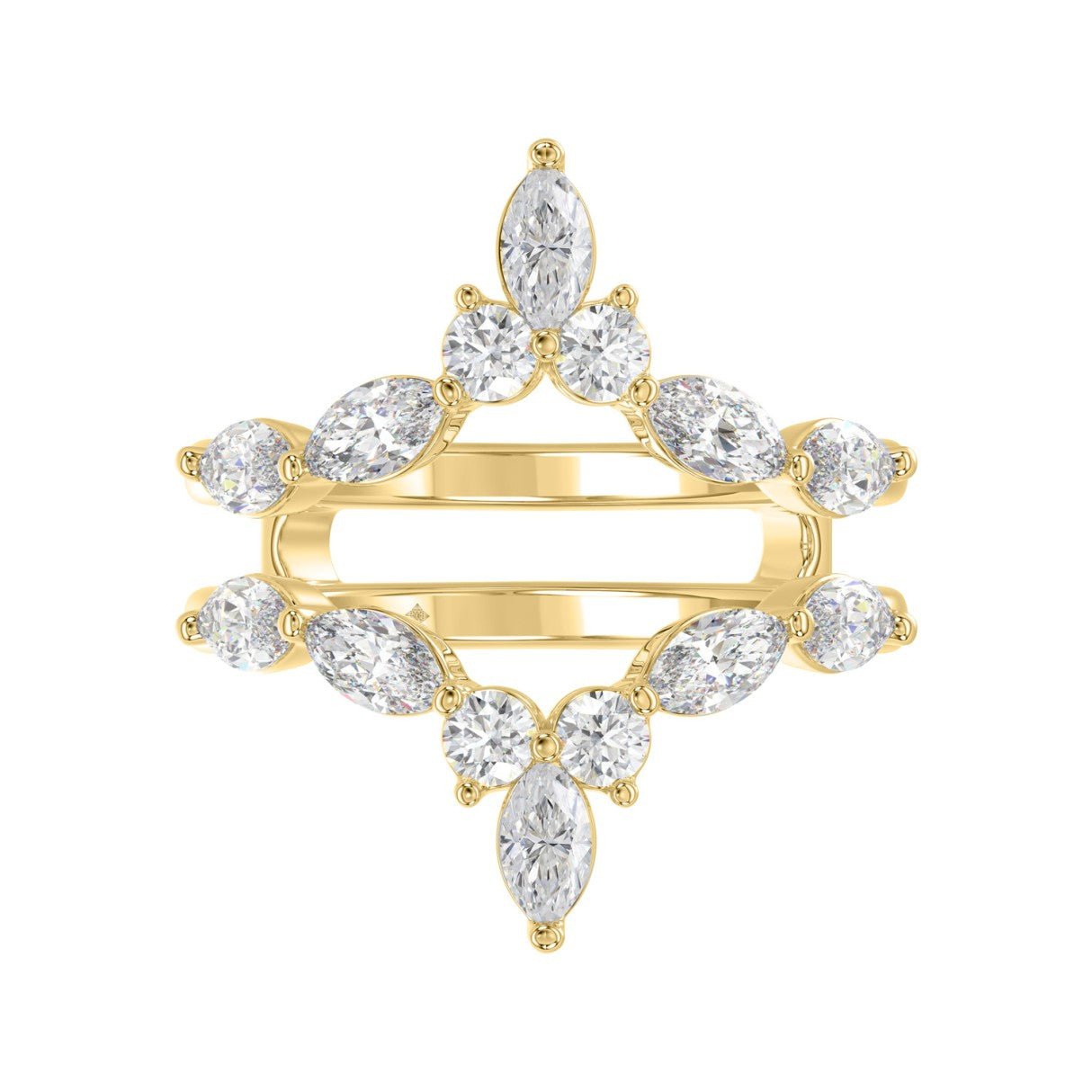 LADIES WRAP RING 1 1/4CT ROUND/MARQUISE 14K YELLOW GOLD