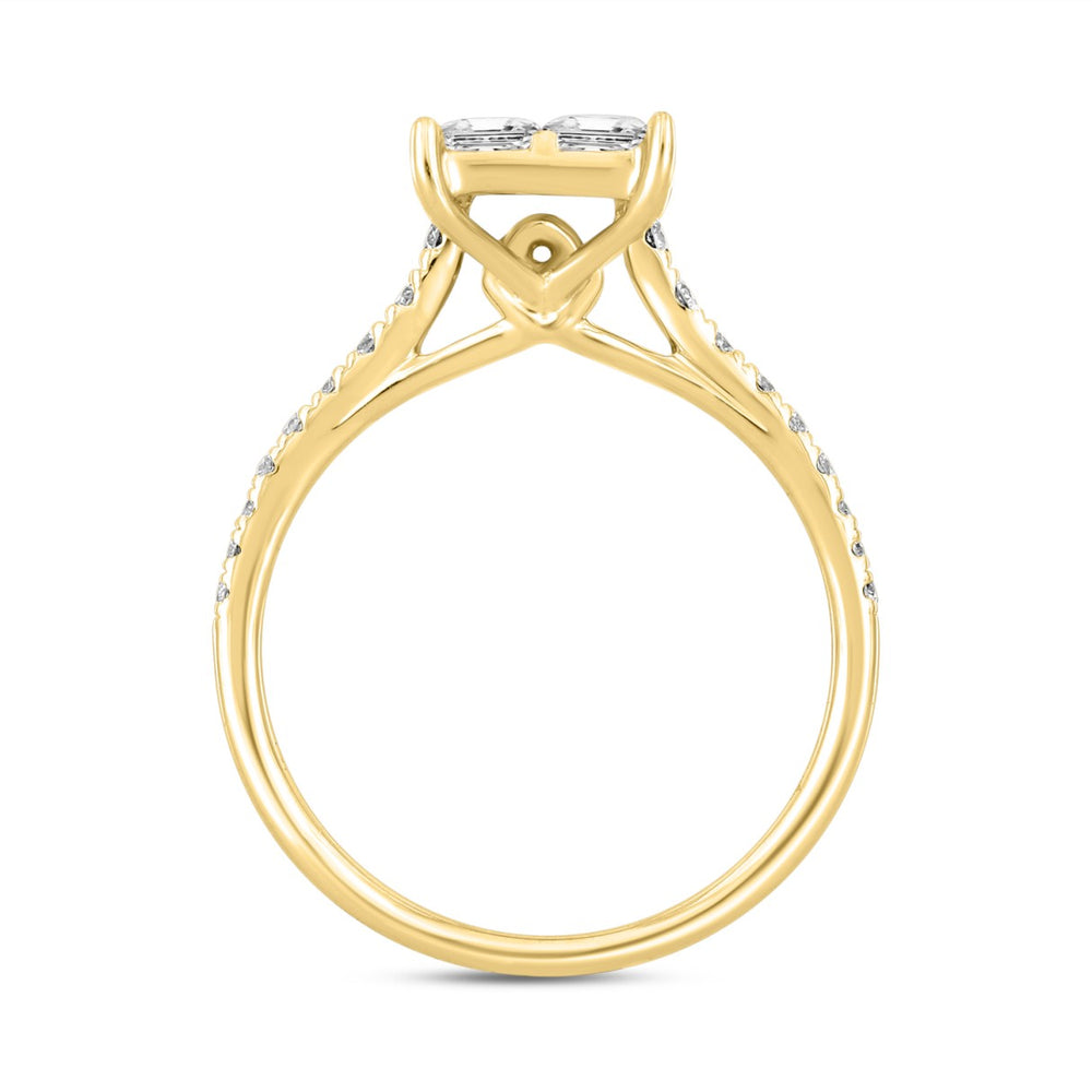 14K YELLOW GOLD 1CT ROUND/PRINCESS DIAMOND LADIES RING