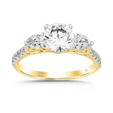 LADIES RING 1 1/2CT ROUND/PEAR DIAMOND 14K YELLOW GOLD