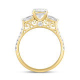 LADIES RING 1 1/2CT ROUND/PEAR DIAMOND 14K YELLOW GOLD