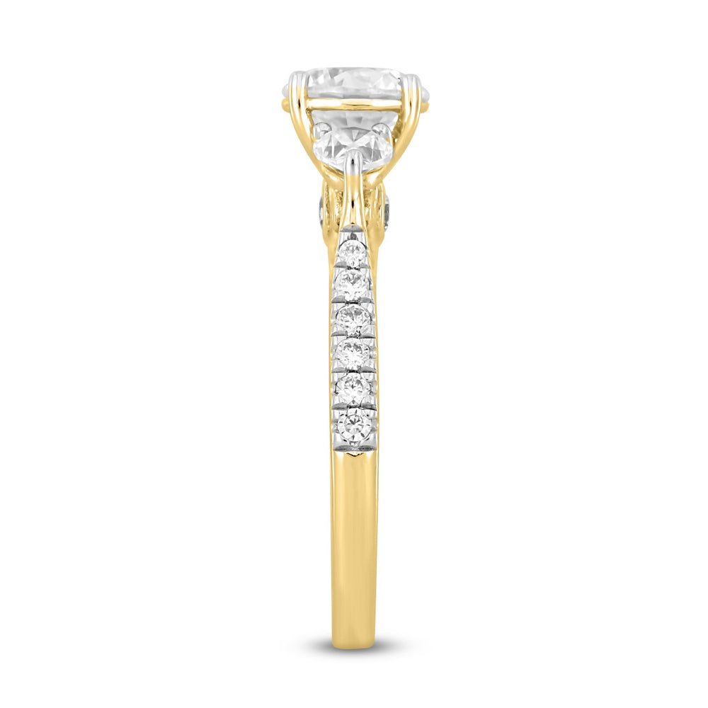 LADIES RING 1 1/2CT ROUND/PEAR DIAMOND 14K YELLOW GOLD