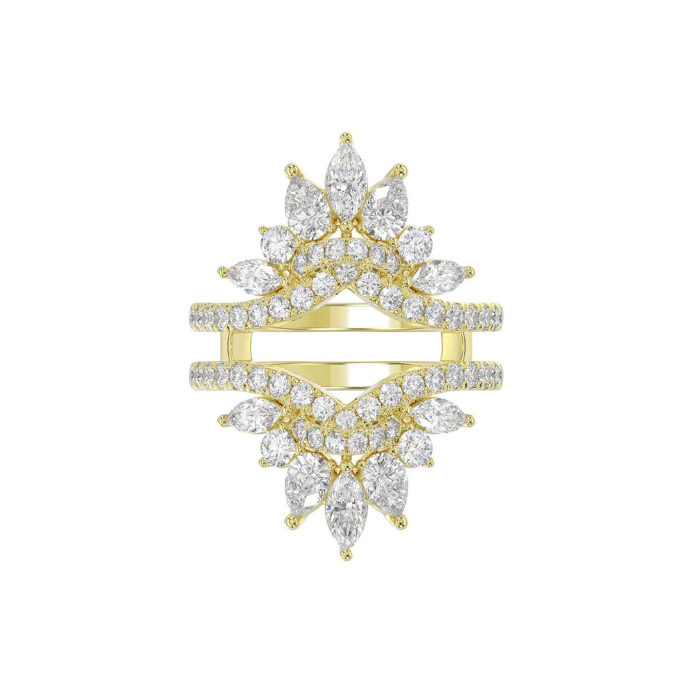 LADIES ENHANCERS RING 2 1/4CT ROUND/PEAR/MARQUISE DIAMOND 14K YELLOW GOLD