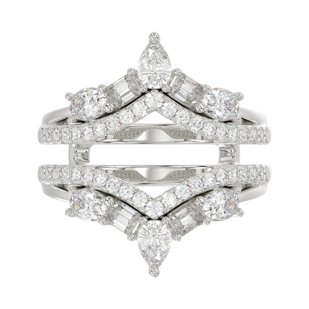 14K WHITE GOLD 1 3/4CT ROUND/EMERALD/PEAR/OVAL DIAMOND LADIES RING