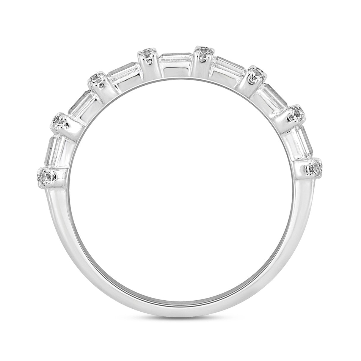 14K WHITE GOLD 1CT ROUND/EMERALD DIAMOND LADIES BAND