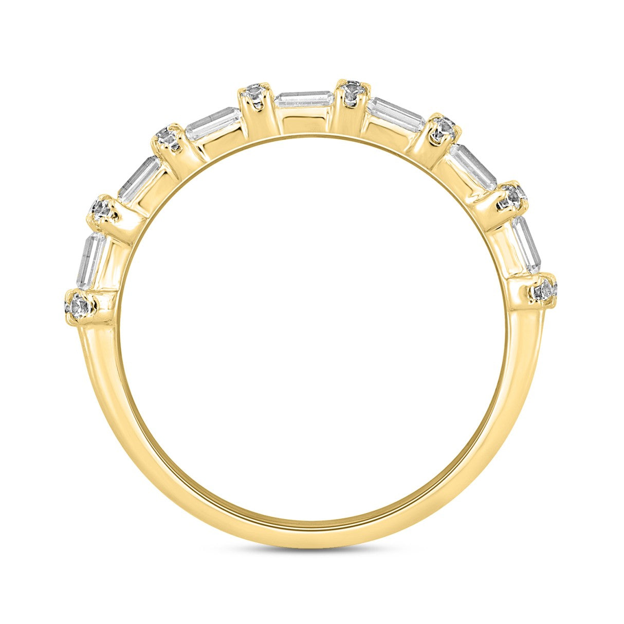 14K YELLOW GOLD 1CT ROUND/EMERALD DIAMOND LADIES BAND