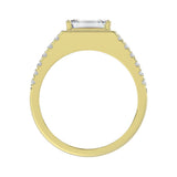 MEN'S RING 3CT EMERALD/ROUND DIAMOND 14K YELLOW GOLD (CENTER STONE EMERALD DIAMOND 2CT )