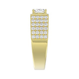 MEN'S RING 3CT EMERALD/ROUND DIAMOND 14K YELLOW GOLD (CENTER STONE EMERALD DIAMOND 2CT )