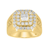 MEN'S RING 2 1/2CT ROUND/PRINCESS DIAMOND 10K YELLOW GOLD (CENTER STONE PRINCESS DIAMOND 1CT )