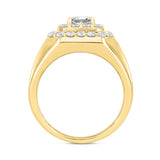 MEN'S RING 2 1/2CT ROUND/PRINCESS DIAMOND 10K YELLOW GOLD (CENTER STONE PRINCESS DIAMOND 1CT )