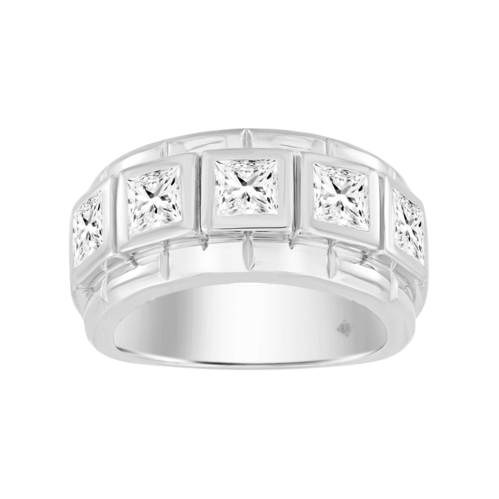MEN'S RING 2 1/2CT PRINCESS DIAMOND 10K WIHTE GOLD