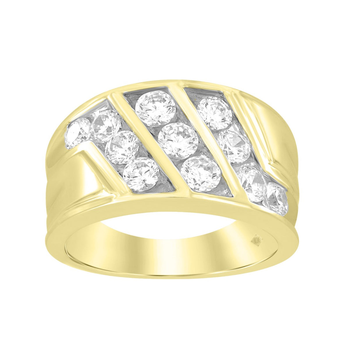 MEN'S RING 2CT ROUND DIAMOND 10K YELLOW GOLD
