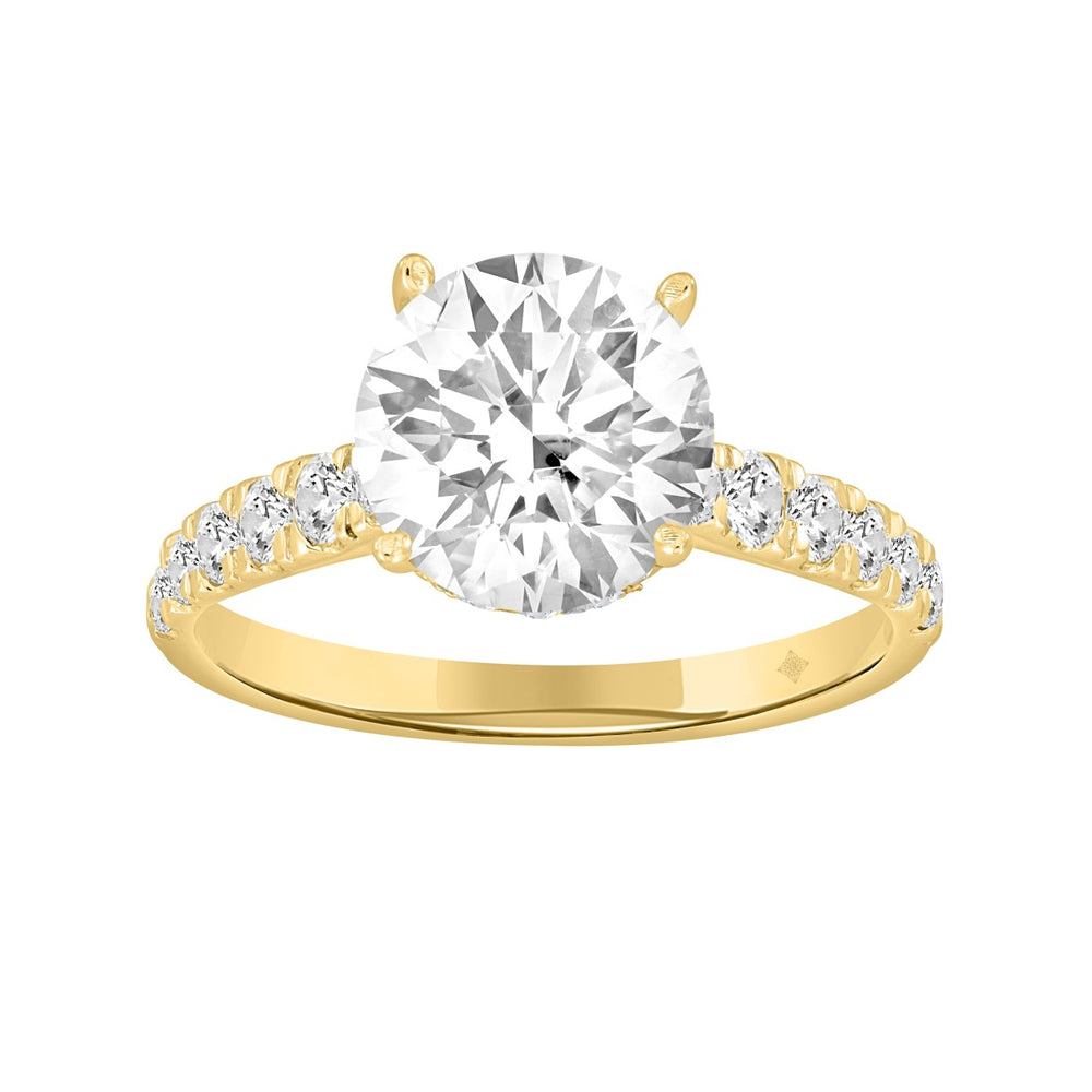 14K YELLOW GOLD 2 1/2CT ROUND DIAMOND LADIES RING (CENTER STONE ROUND DIAMOND 2CT )