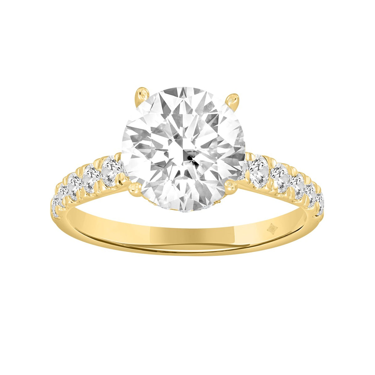 14K YELLOW GOLD 2 1/2CT ROUND DIAMOND LADIES RING (CENTER STONE ROUND DIAMOND 2CT )