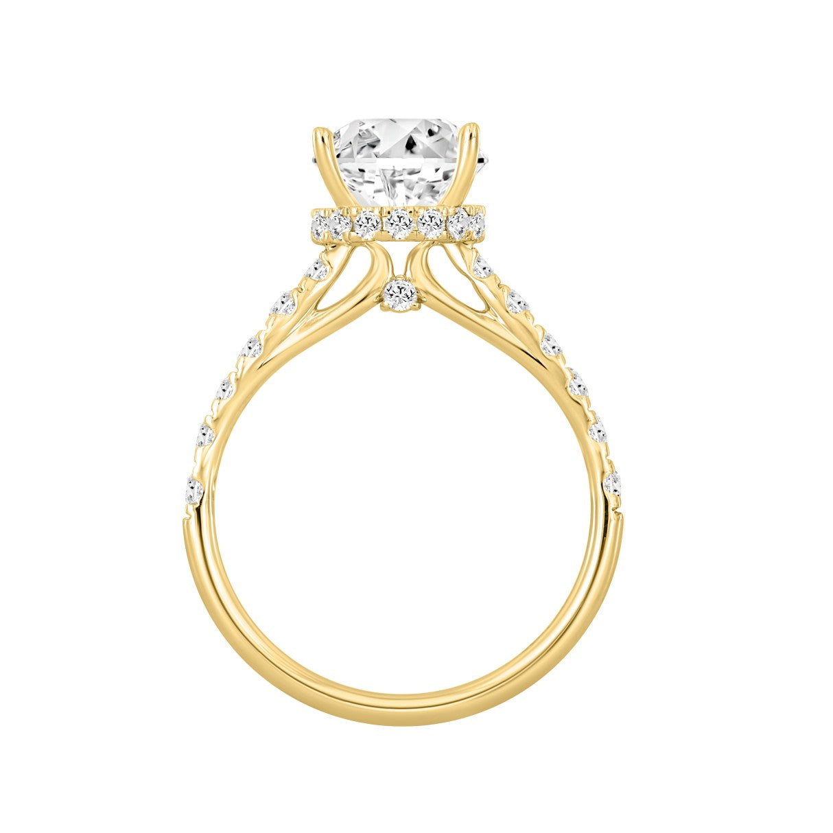 14K YELLOW GOLD 2 1/2CT ROUND DIAMOND LADIES RING (CENTER STONE ROUND DIAMOND 2CT )