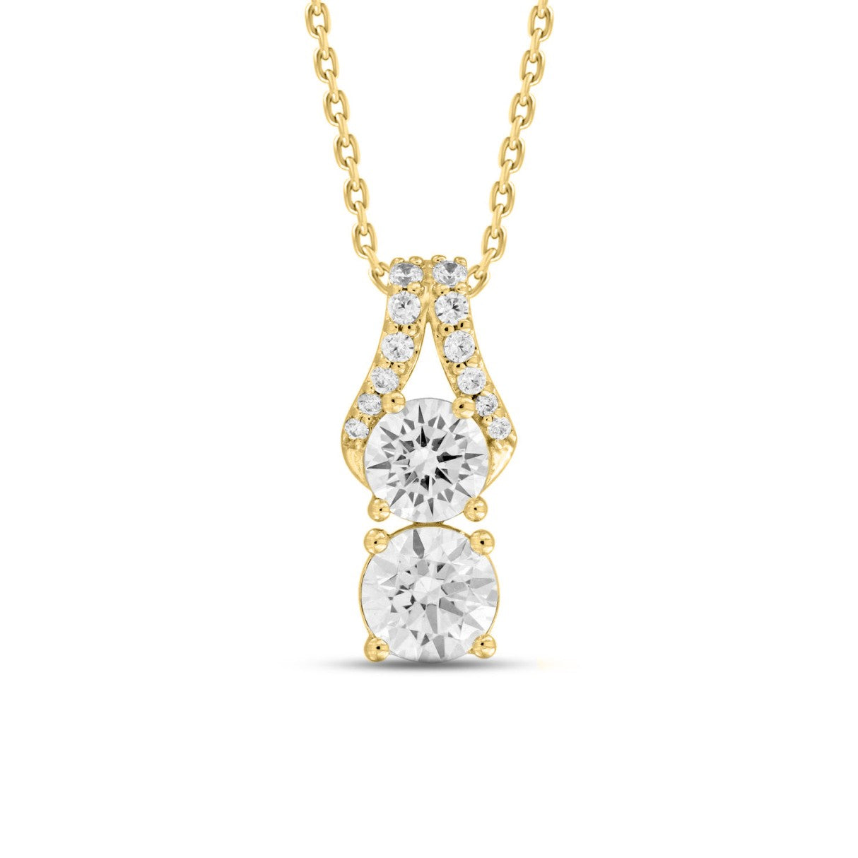 14K YELLOW GOLD 1 1/2CT ROUND DIAMOND LADIES PENDANT WITH CHAIN