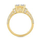 14K YELLOW GOLD 1 1/2CT ROUND/PRINCESS DIAMOND LADIES RING