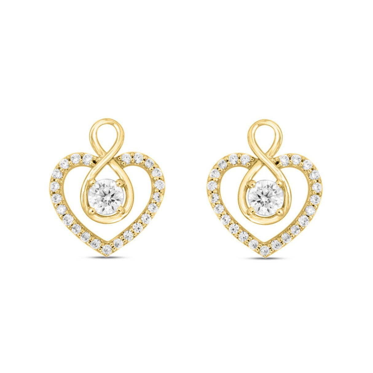 LADIES EARRINGS 1CT ROUND DIAMOND 14K YELLOW GOLD