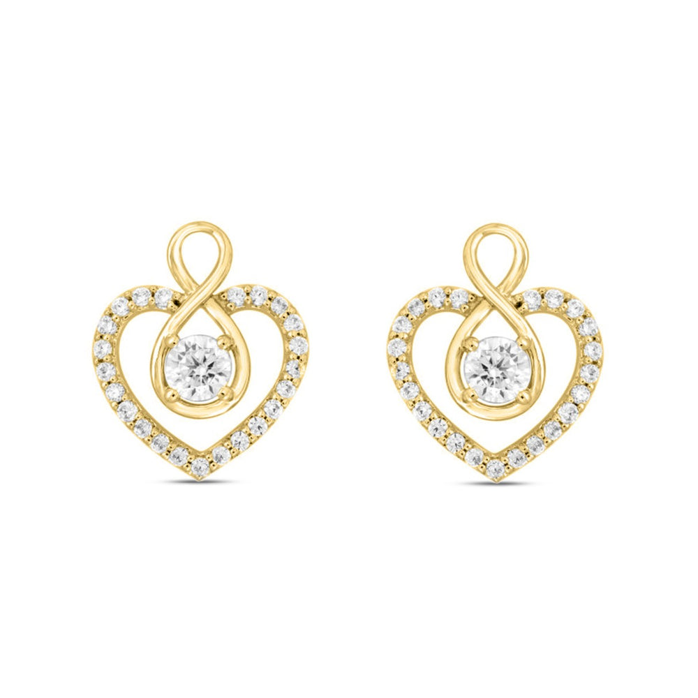 LADIES EARRINGS 1CT ROUND DIAMOND 14K YELLOW GOLD