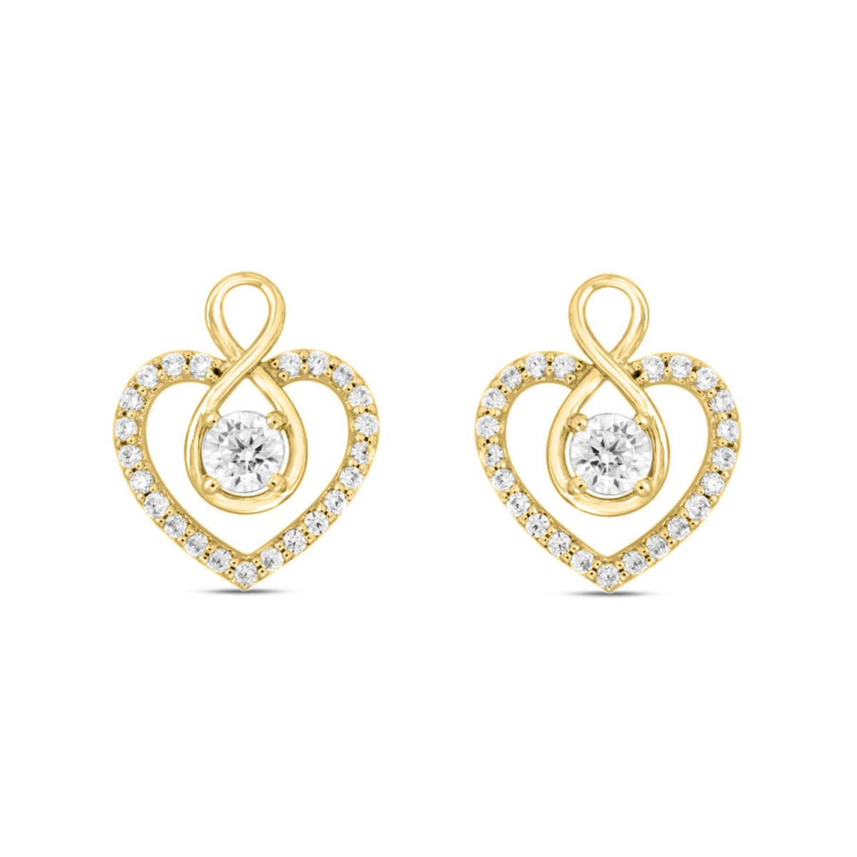 LADIES EARRINGS 1CT ROUND DIAMOND 14K YELLOW GOLD