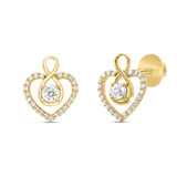 LADIES EARRINGS 1CT ROUND DIAMOND 14K YELLOW GOLD