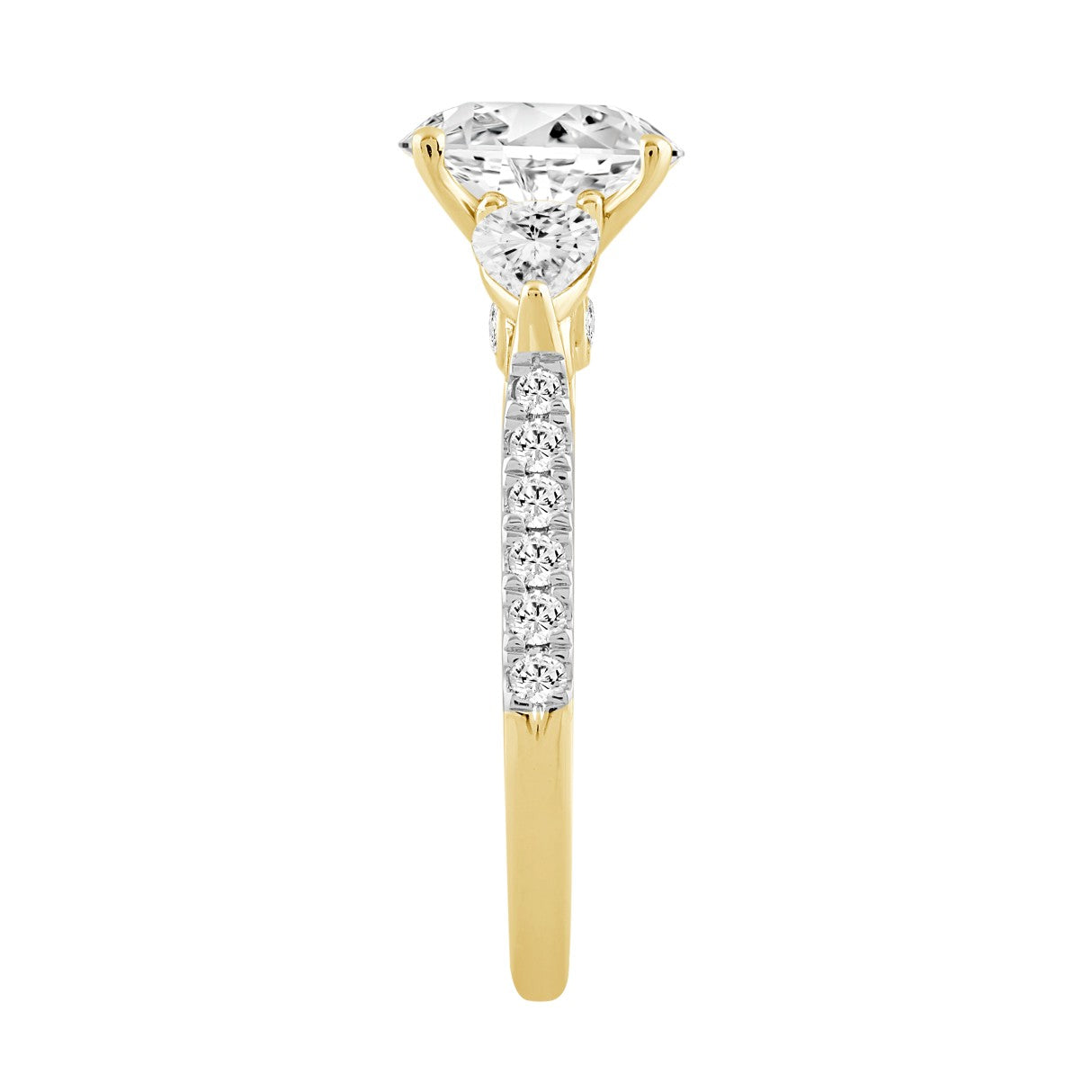 LADIES BRIDAL SET 3CT ROUND/PEAR DIAMOND 14K YELLOW GOLD (CENTER STONE ROUND DIAMOND 2CT )