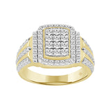 MEN'S RING 1 1/4CT ROUND DIAMOND 14K YELLOW GOLD