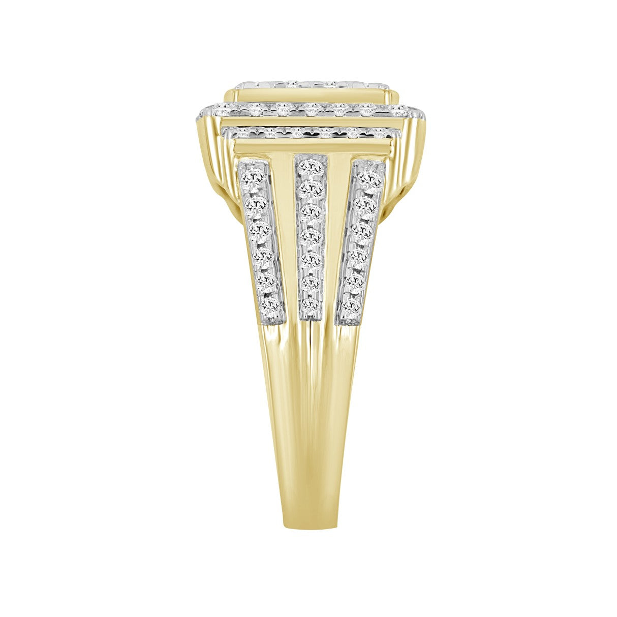 MEN'S RING 1 1/4CT ROUND DIAMOND 14K YELLOW GOLD